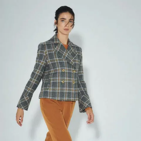 Chaqueta Paño Mujer Desiderata Sophy Tartan Cruce Doble (ZP731500)