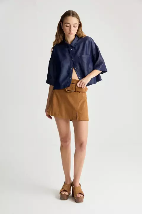 Camisa Tencel Mujer Denim Des C Manga Corta (ZP363190) - comprar online