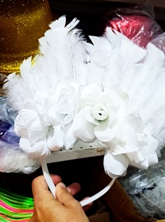 Vincha Blanca Plumas Pluma Led