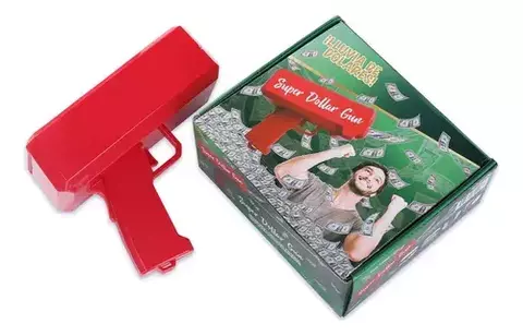 Pistola Lanza Dolares + Recarga de billetes + Pilas