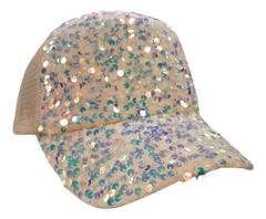 Gorra Trucker Lentejuelas Beige