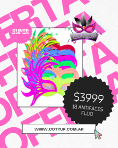 Pack x18 Antifaces Fluo Carnaval