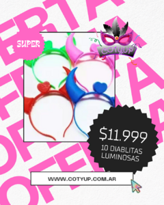 Pack x10 Vinchas Diablitas Led