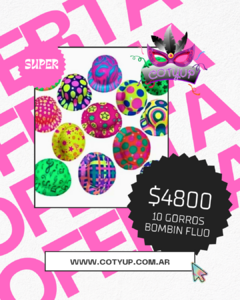 Pack x10 Gorros Bombin Fluo