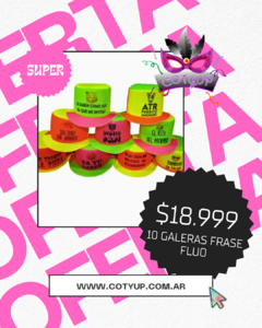 Pack x10 Galeras Frase Fluo