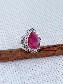 Anel Em Prata 925 Com Rubi (35/25A1120249) - Padma Joias Em Prata 925