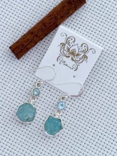 Brinco em Prata 925 Água marinha bruta e Topázio Azul (54/10B1580349) - comprar online