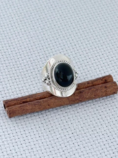 Anel Prata 925 Com Ônix (35/16A1030229) - Padma Joias Em Prata 925