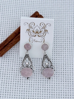 BRINCO EM PRATA 925 COM QUARTZO ROSA (80/21B950209) - comprar online