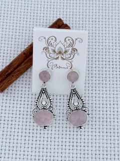 BRINCO EM PRATA 925 COM QUARTZO ROSA (80/21B950209) - comprar online