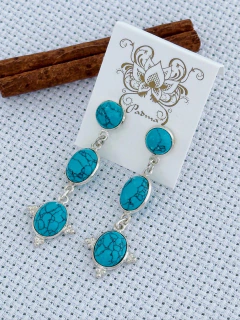 BRINCO EM PRATA 925 COM TURQUESA (39/28B810199)