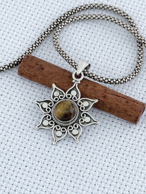 Pingente em Prata 925 com Olho De Tigre (39/15P730169)