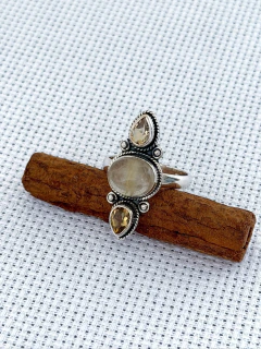 Anel EM PRATA 925 COM CITRINO e Quartzo Rutilo (53/10A02880639) - comprar online