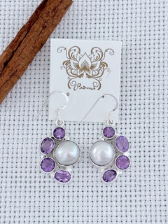 Brinco Em Prata 925 Com Ametista e pérola barroca (35/02B2050459) - comprar online