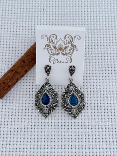 Brinco Em Prata 925 Com Marcassita e Safira Fusion (1/14B990219) - comprar online