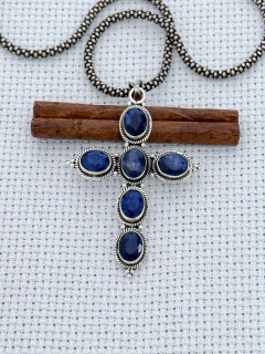 Pingente Cruz Em Prata 925 Com Safira (70/26P1500339) - loja online