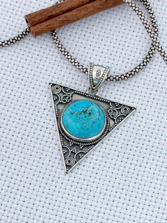 PINGENTE BALI EM PRATA 925 COM TURQUESA (40/28P960219)