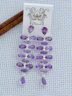 Brinco Em Prata 925 Com Ametista Facetada (39/02B2500619) - comprar online