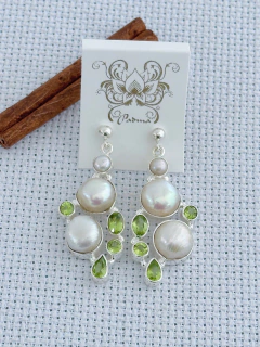 Brinco em prata 925 com pérola barroca e peridoto (55/20B2510559) - comprar online