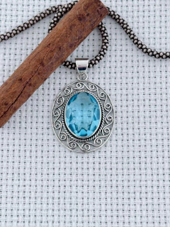 PINGENTE PRATA 925 COM TOPÁZIO AZUL (35/27PP730159) na internet