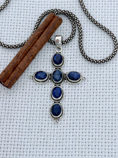 Pingente Cruz Em Prata 925 Com Safira (70/26P1500339) na internet