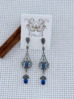 Brinco Em Prata 925 Com Marcassita e Safira Fusion (1/14B730169) - comprar online