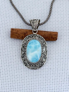 PINGENTE EM PRATA 925 COM LARIMAR (1/36A4270939) na internet