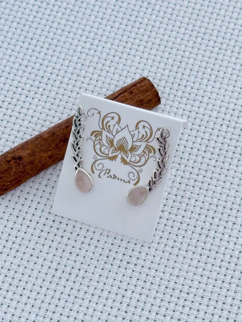 BRINCO ear cuff EM PRATA 925 COM QUARTZO ROSA (53/21B470109)