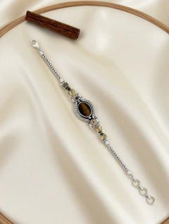 Pulseira Em Prata 925 Com Citrino e Olho de Tigre (53/10U82901829) na internet