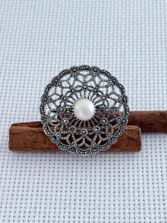 ANEL EM PRATA 925 COM PÉROLA e Marcassita (1/20A1990439) - comprar online