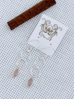 BRINCO EM PRATA 925 COM QUARTZO ROSA (35/21B580129)