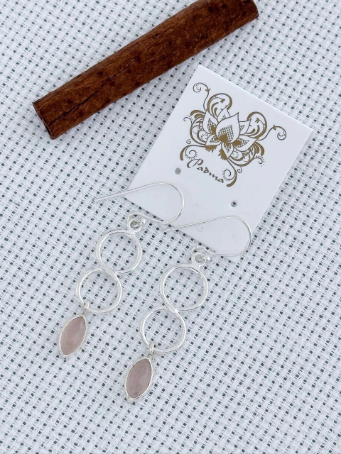 BRINCO EM PRATA 925 COM QUARTZO ROSA (35/21B580129)