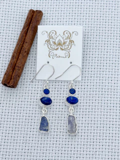 Brinco Em Prata 925 Com Lápis Lazúli e Tanzanita (70/11B1140259) na internet