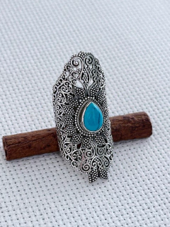 Anel Em Prata 925 Com Turquesa (1/28A1630359) - Padma Joias Em Prata 925