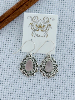 BRINCO EM PRATA 925 COM QUARTZO ROSA (35/21B860189) - comprar online