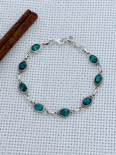 PULSEIRA EM PRATA 925 COM ESMERALDA (70/07U1040229) na internet