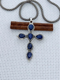 Pingente Cruz Em Prata 925 Com Safira (70/26P1610359) na internet