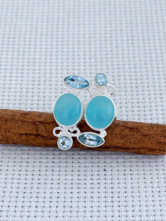 Anel em prata 925 COM Água Marinha, Calcedônia e Topázio Azul (90/17A1960439) na internet