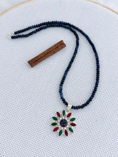 Colar de Safira e Pingente Em Prata 925 com Esmeralda, Rubi e Safira (35/12P1570349) - comprar online