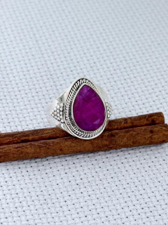 Anel Em Prata 925 Com Rubi (35/25A1120249) - Padma Joias Em Prata 925