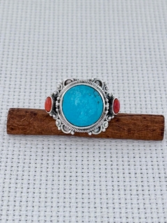 Anel Em Prata 925 Com Turquesa e Coral (39/28A1680419) - comprar online