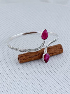 BRACELETE EM PRATA 925 COM RUBI (53/25U2360519) - Padma Joias Em Prata 925