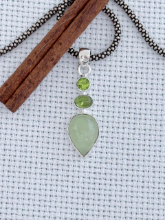 Pingente em Prata 925 com Prehnita e Peridoto (39/10P960219) - comprar online
