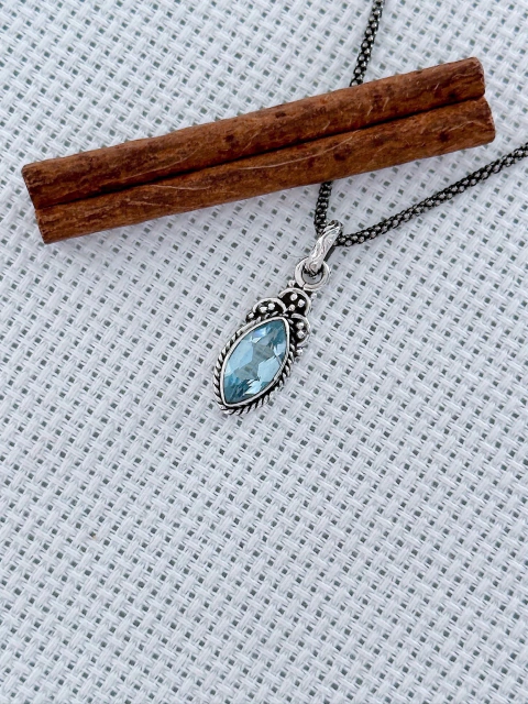 PINGENTE PRATA 925 COM TOPÁZIO Azul (1/27A35079)