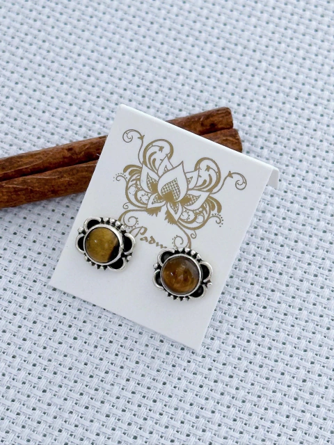 BRINCO EM PRATA 925 COM OLHO DE TIGRE (35/15B28069)