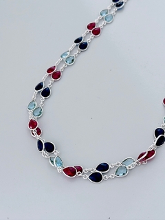 COLAR EM PRATA 925 COM Água Marinha, RUBI e Safira (70/25C4510999) na internet