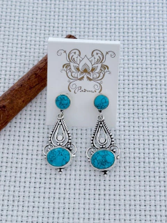 BRINCO EM PRATA 925 COM TURQUESA (80/28B950209) - comprar online