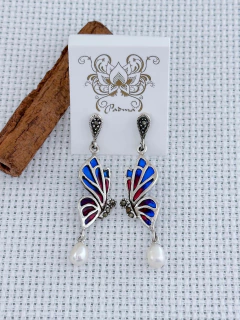 Brinco Borboleta em prata 925 e cloisonné (1/10B770169) - comprar online