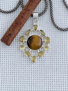 Pingente em Prata 925 com Olho De Tigre e Citrino (39/15P01770399) na internet