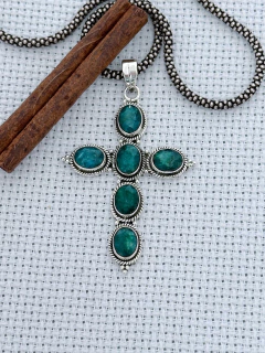 Imagem do Pingente Cruz Em Prata 925 Com Esmeralda (70/07P1500339)